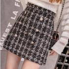 Double-buttoned Tweed Mini Skirt