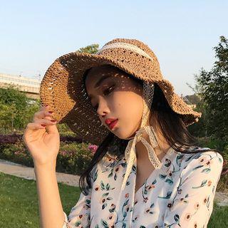 Lace Panel Straw Sun Hat
