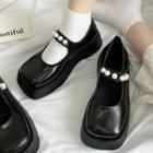 Platform Faux Pearl Studded Mary Jane Shoes