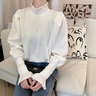 Turtleneck Puff-sleeve Blouse