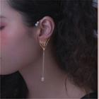 Rhinestone Ear Cuff 1 Pc - Left Ear - S925 Silver Needle - Gold - One Size