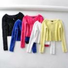 Off-shoulder Zip-up Sweater