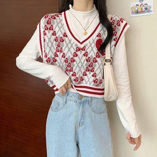 Argyle Heart Print Vest