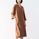 Notch Lapel 3/4-sleeve Shirtdress With Sash