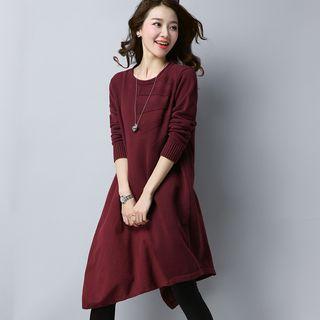 Asymmetrical Hem Panel Knit Dress