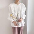 Agaric Lace Long-sleeved Shirt White - One Size