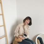 Set: Frill Trim Long-sleeve Top + Spaghetti Strap Top