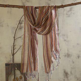 Striped Fringed Scarf Stripe - One Size