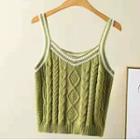 Contrast Trim Cable Knit Camisole Top