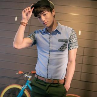 Short-sleeve Patterned Shirt