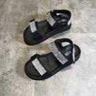 Glitter Ankle-strap Flat Sandals