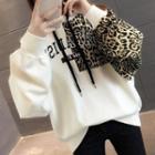 Leopard Print Panel Hooded Sweater