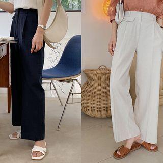 Flap-front Pleated Dress Pants