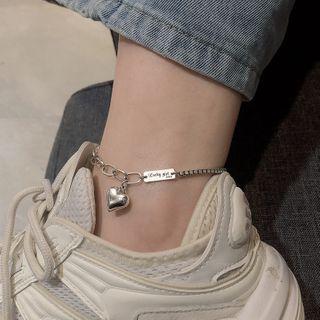 925 Sterling Silver Heart Anklet Jl0015 - Silver - One Size