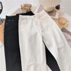 High Waist Distressed Tapered Jeans