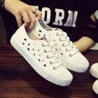 Canvas Cutout Lace-up Sneakers