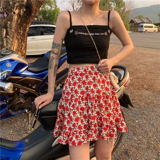 Lettering Camisole / Floral Print Skirt