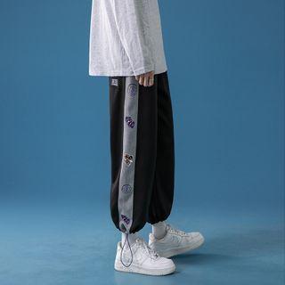 High-waist Printed Striped Sweatpants