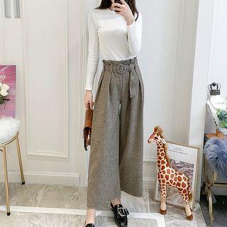Set: Knit Top + Crop Wide Leg Pants