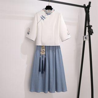 Traditional Chinese Elbow-sleeve Top / Skirt / Set