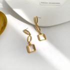 Cats Eye Stone Square Drop Earring 1 Pair - Gold - One Size