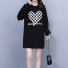 Checkerboard Heart Print Mini Shift Dress