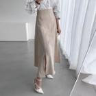 Slit-hem Long A-line Skirt