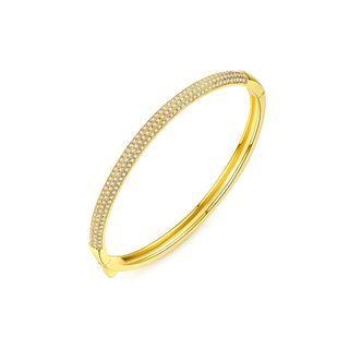 Simple And Fashion Plated Gold Geometric Bracelet With Cubic Zirconia Golden - One Size