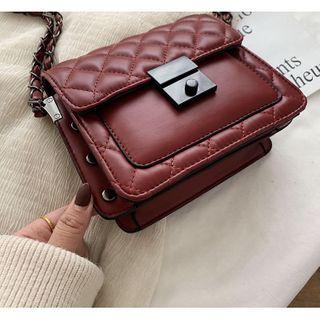 Quilted Paneled Studded Crossbody Bag