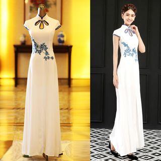 Sleeveless Qipao Evening Gown White - Xs