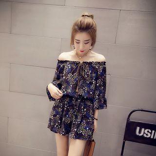 Floral Print Print Elbow-sleeve Playsuit