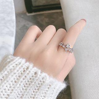 Rhinestone Open Ring 1 Piece - Ring - One Size