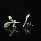 Gemstone Leaf Earring 1 Pair - As Shown In Figure - One Size