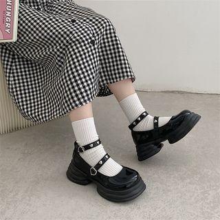 Studded Platform Block Heel Mary Jane Shoes