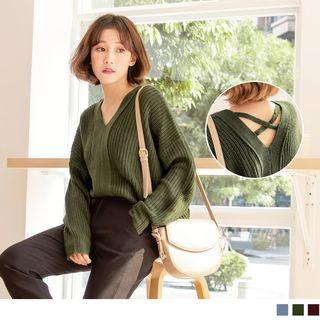 V-neck Cross Back Two Way Knit Top