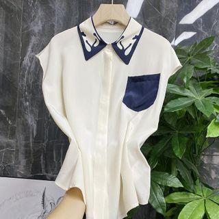 Contrast Pocket Blouse