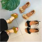 Ankle-strap Bow-accent Platform Sandals