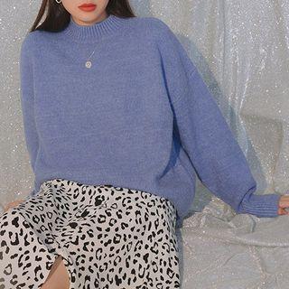 Mock-neck Sweater Blue - One Size