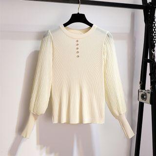 Sheer Panel Sweater / Midi A-line Skirt