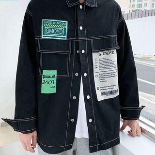 Front Pocket Applique Button-down Shirt