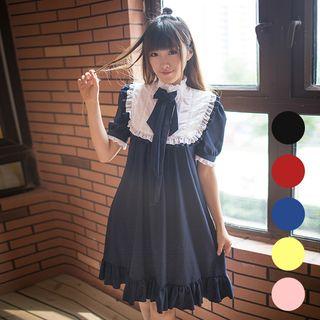 Short-sleeve Bow Chiffon Dress