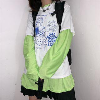 Long-sleeve Plain T-shirt / Short-sleeve Printed T-shirt