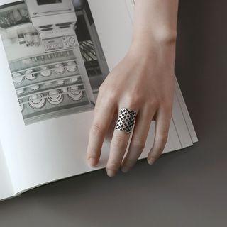925 Sterling Silver Perforated Open Ring Silver - Number 14