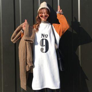 Lettering Color Panel Pullover Dress