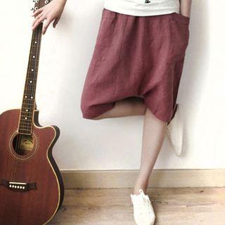 Plain Drop-crotch Shorts