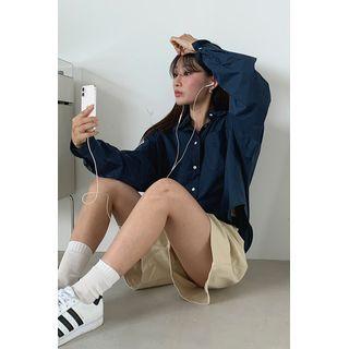Pocket-front Loose-fit Cropped Shirt
