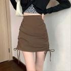 Drawstring A-line Mini Skirt