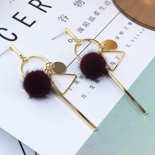 Threader Furry Ball Drop Earring