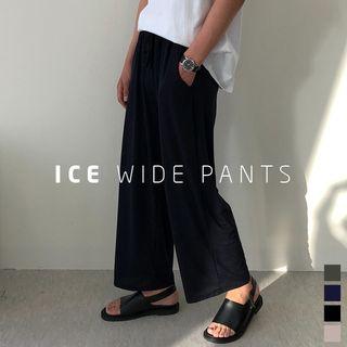 Couple Drawstring-waist Wide-leg Pants