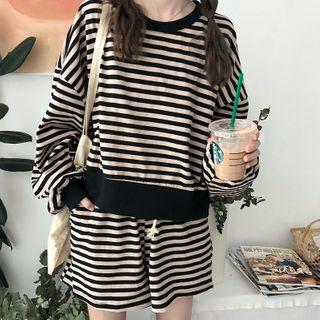 Set: Striped Pullover + Drawstring Shorts